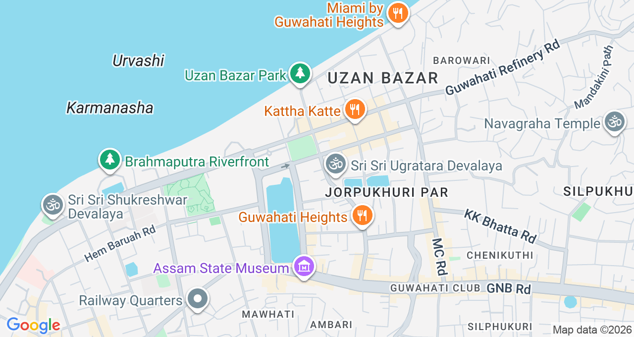 Map of Uzan Bazar, Guwahati