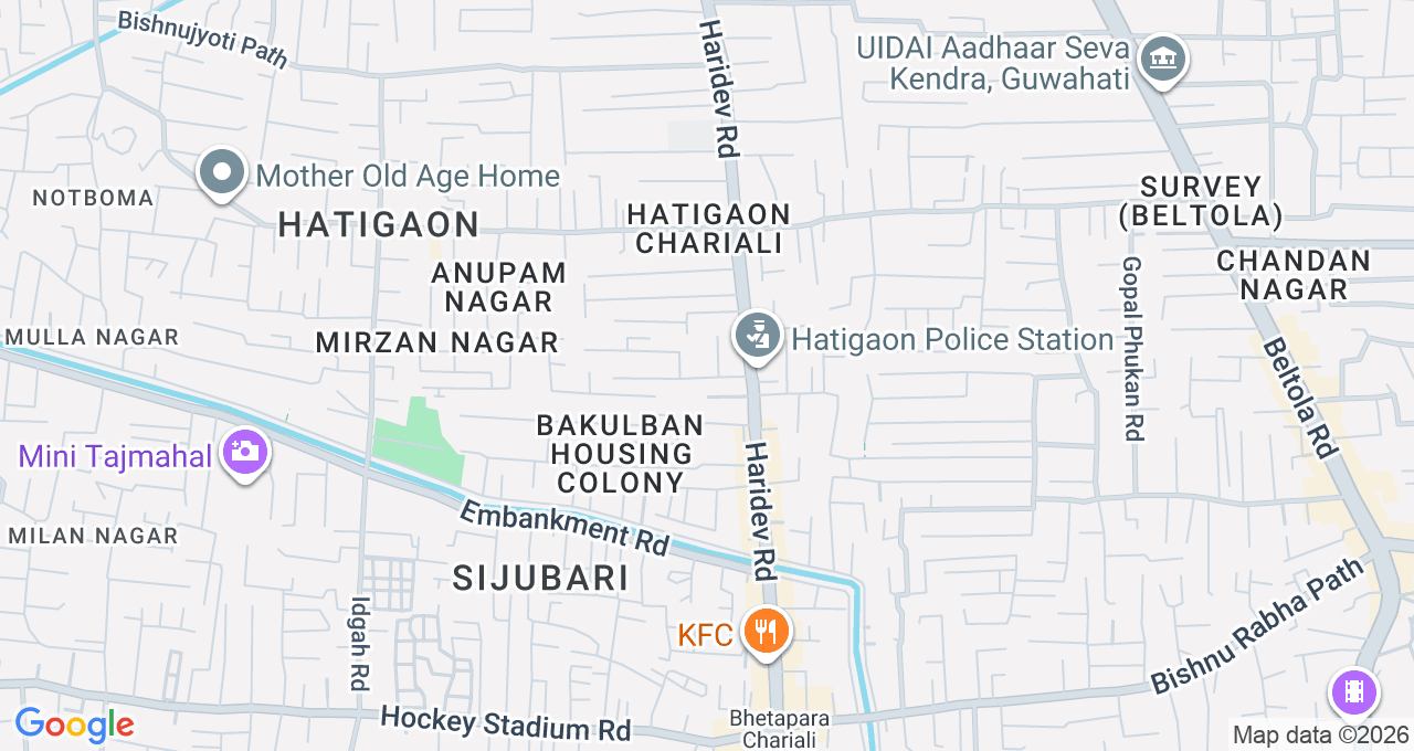Map of Hatigaon, Guwahati