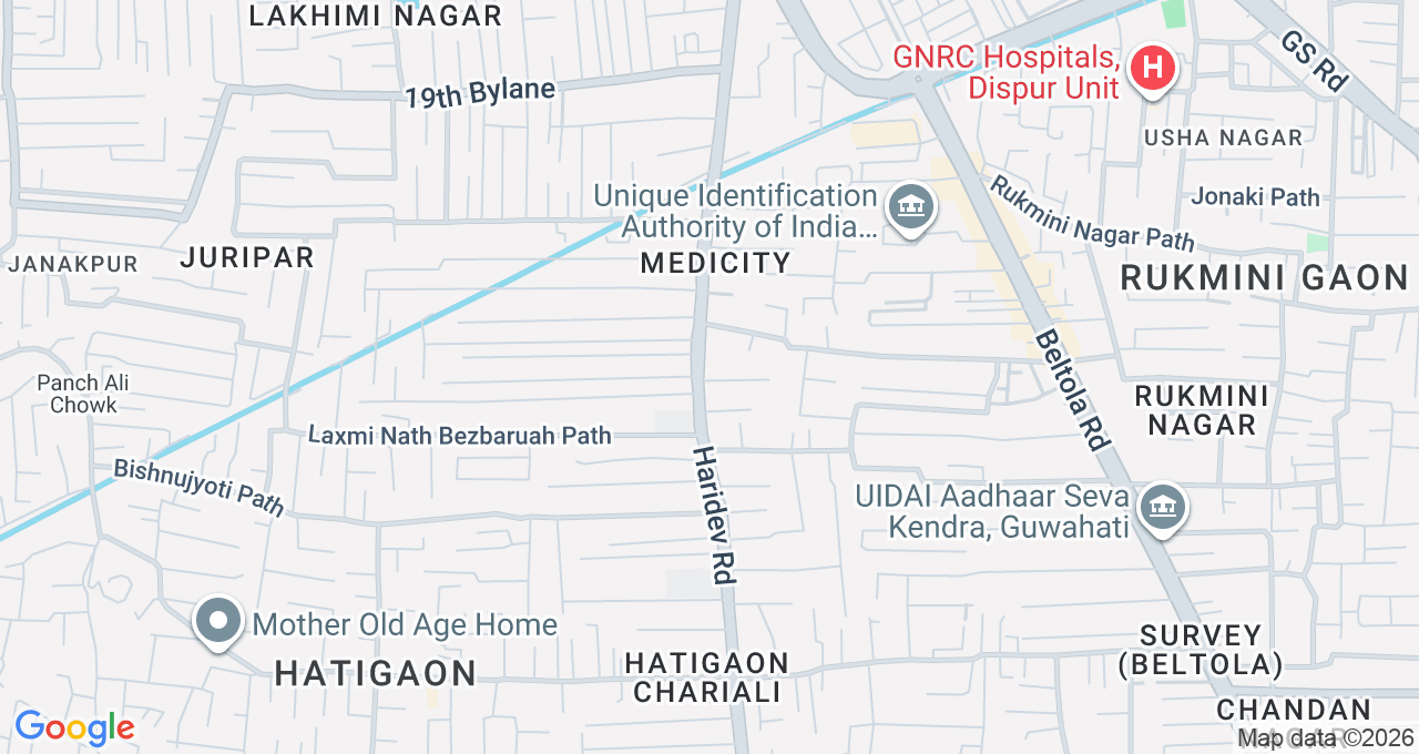 Map of Hatigaon, Guwahati