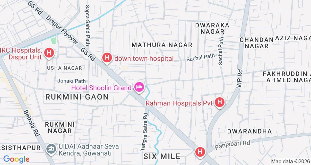 Map of Six Mile, Guwahati