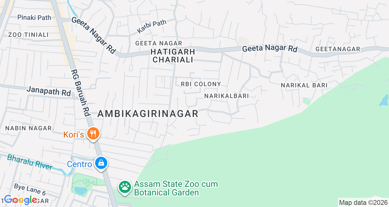 Map of Zoo Road, Guwahati