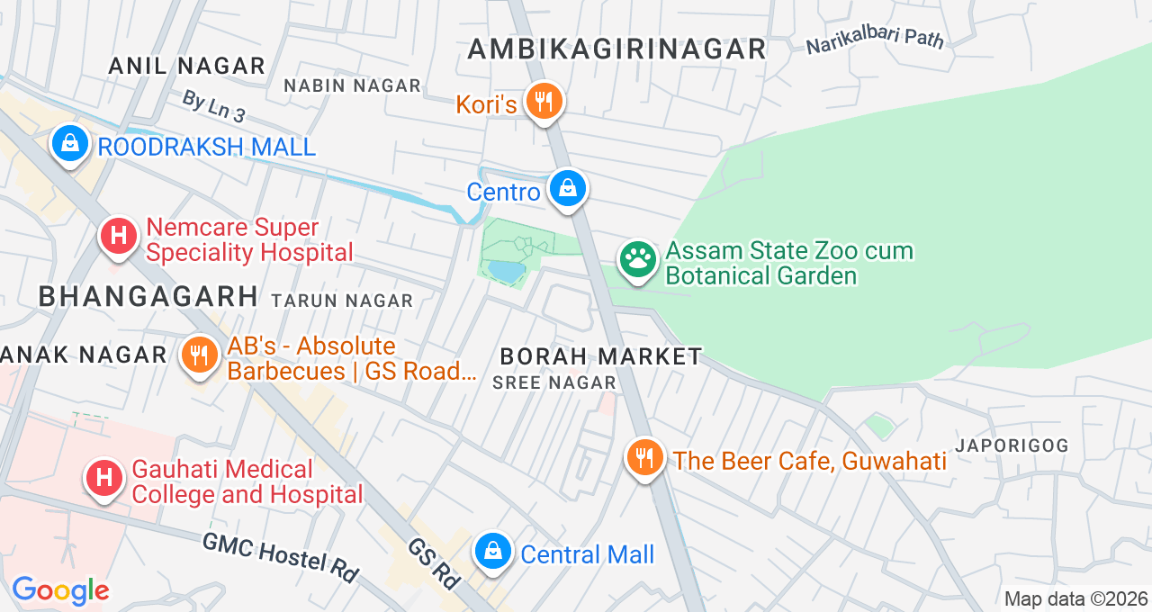 Map of Zoo Road, Guwahati