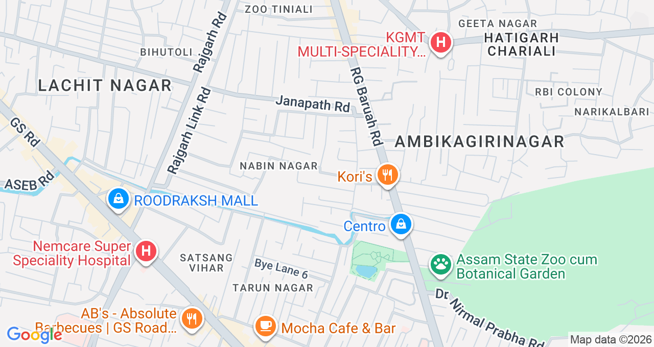 Map of Zoo Road, Guwahati