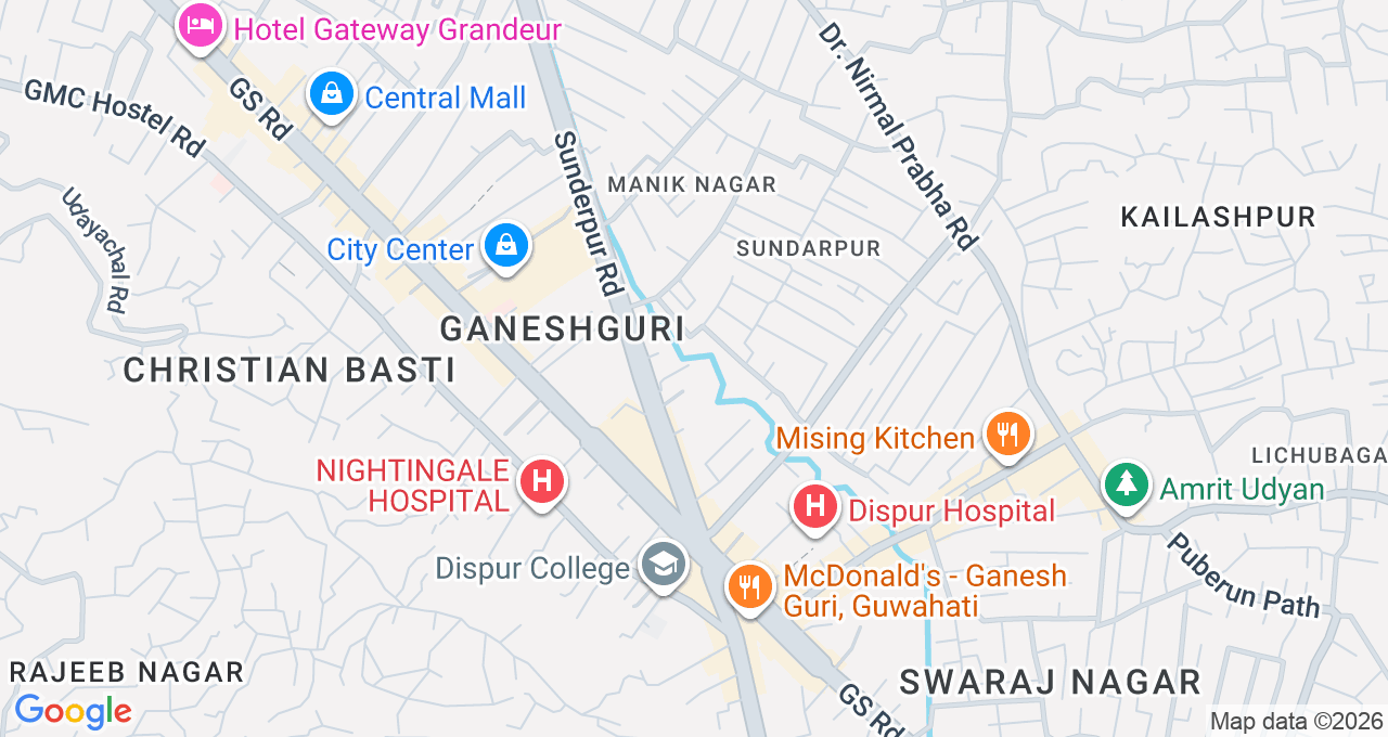 Map of Ganeshguri, Guwahati
