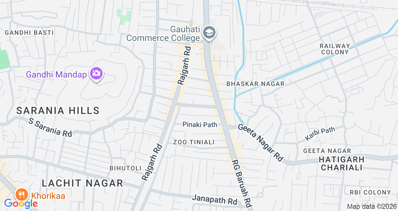 Map of Zoo Road, Guwahati
