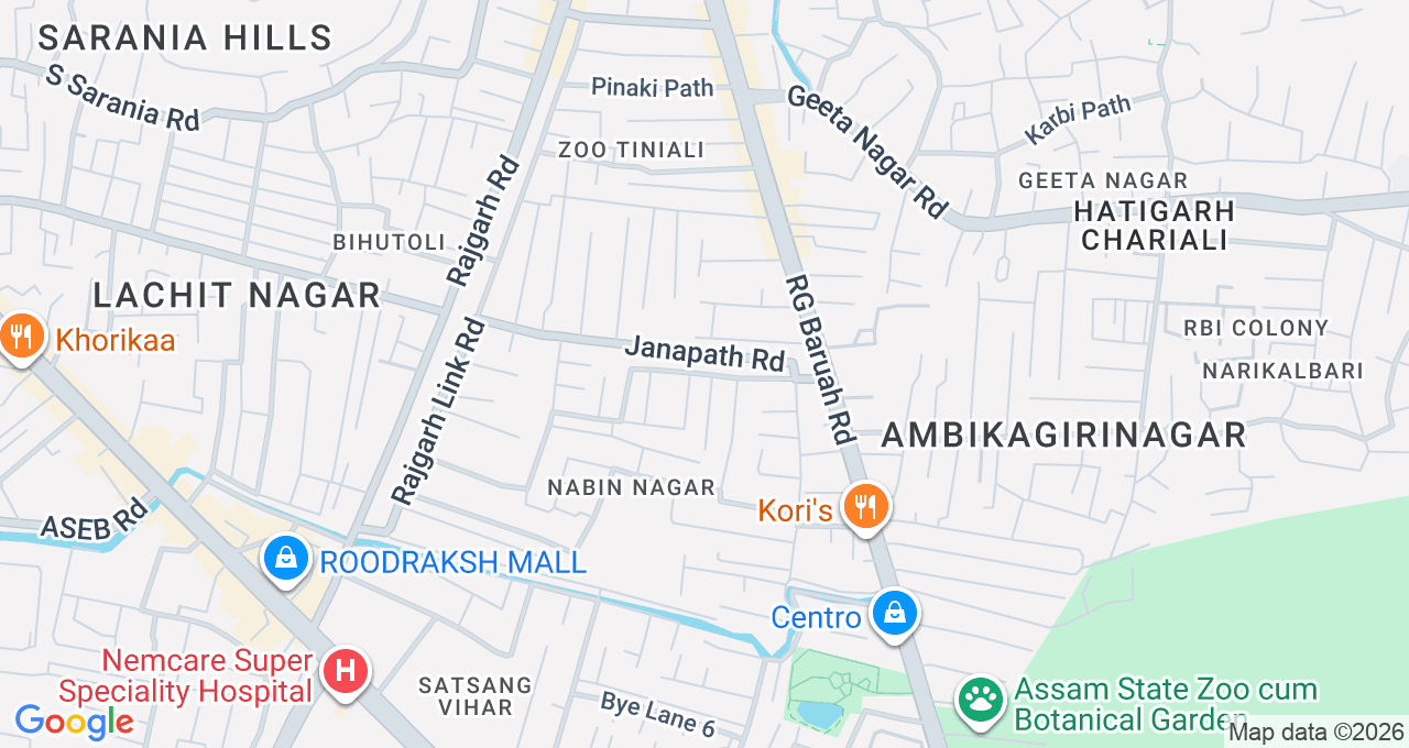 Map of Zoo Road, Guwahati