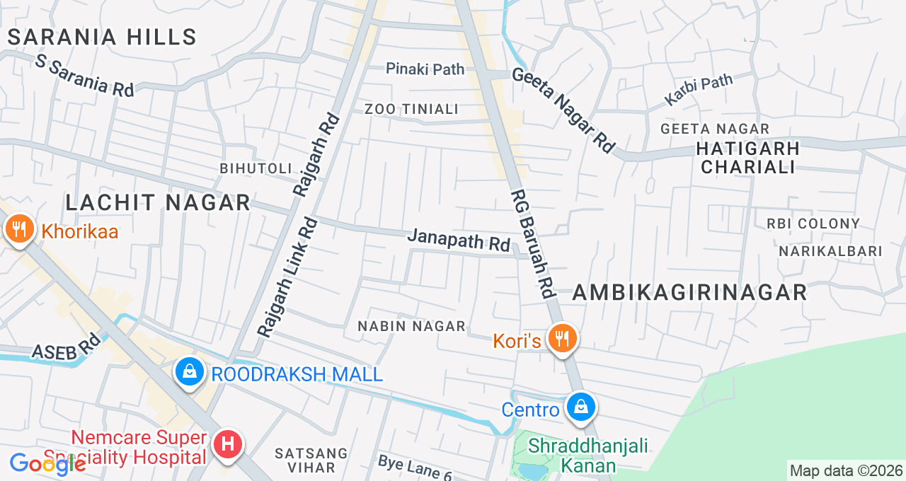 Map of Zoo Road, Guwahati